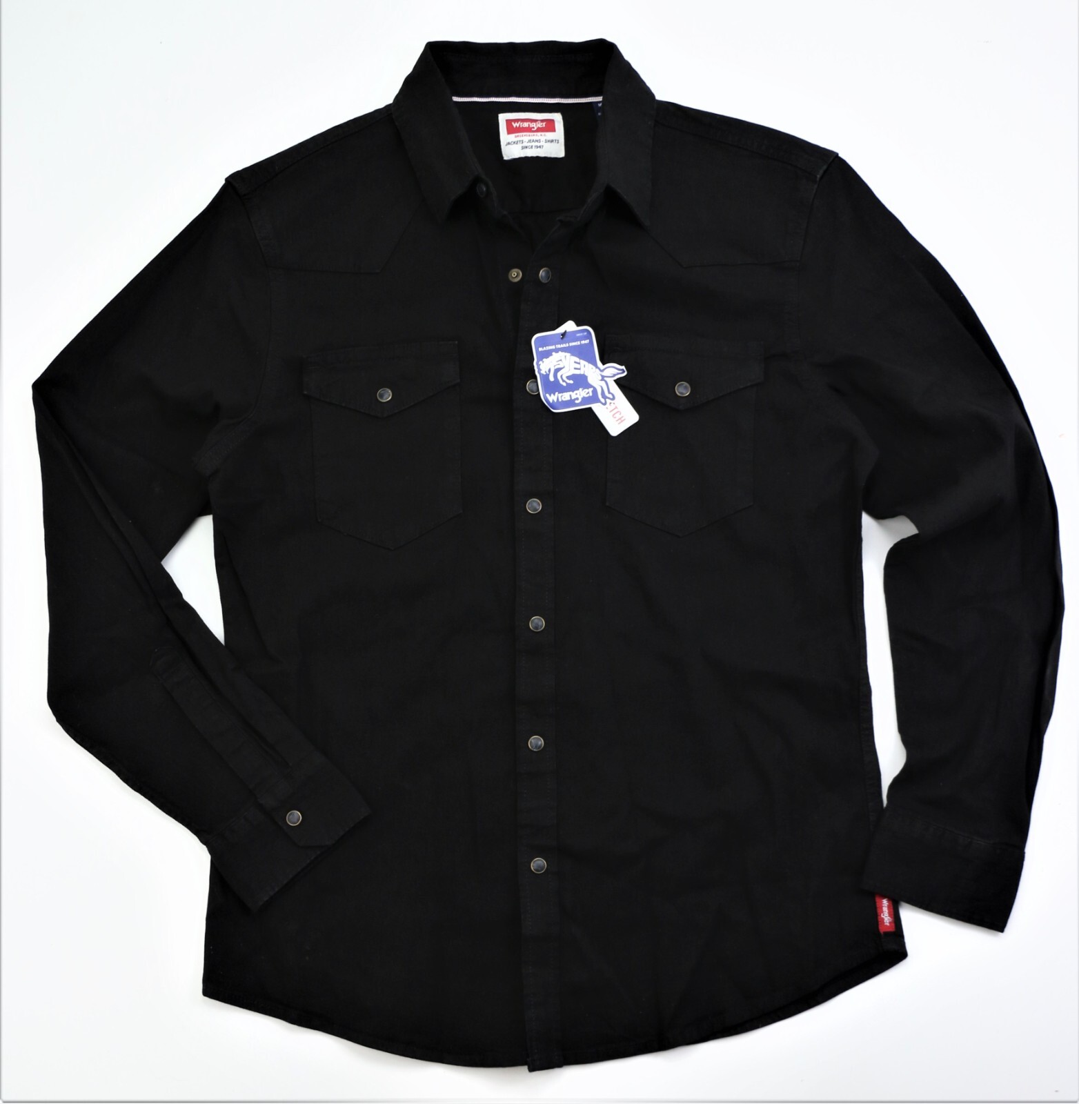 

Новая джинсовая рубашка Wrangler Premium Slim Fit черного цвета для мужчин, размеры, Black denim