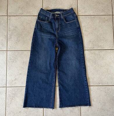 Charlie Paige Wide Leg Jeans S Small Baggy High Waist Crop Raw Hem Stretch Denim
