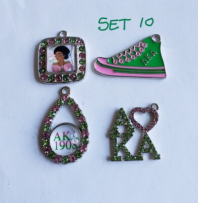 New, lot of 4pcs Exclusive Designs, CZ stones Glass top AKA Sisterhood Charms