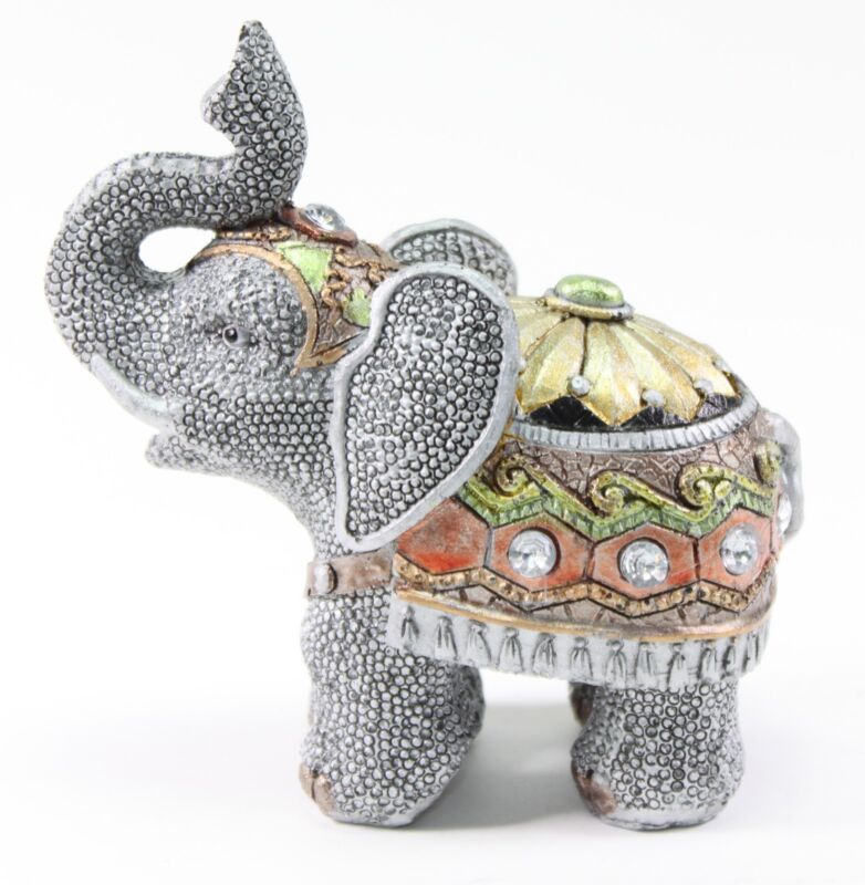 Feng Shui 5" Gray Elephant Trunk Statue Lucky Figurine Gift & Home Decor