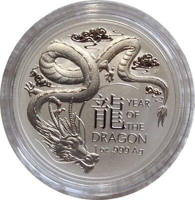2024 Lunar Year of the Dragon / Royal Australian Mint / 1 Oz .999 Fine Silver