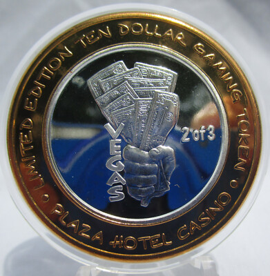 $10 Plaza Casino, Las Vegas, NV;  .999 SILVER Strike -- Millennium, 2 of 3