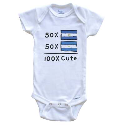 50% Salvadorian Plus 50% Nicaraguan Equals 100% Cute Flags Baby Bodysuit