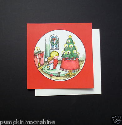 Vintage Unused Xmas Greeting Card Joan Walsh Anglund Admiring the Tree with Cat 