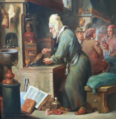 Calzada B. nach David Teniers Der Alchemist Alchemie Alchemy GENRE Malerei 