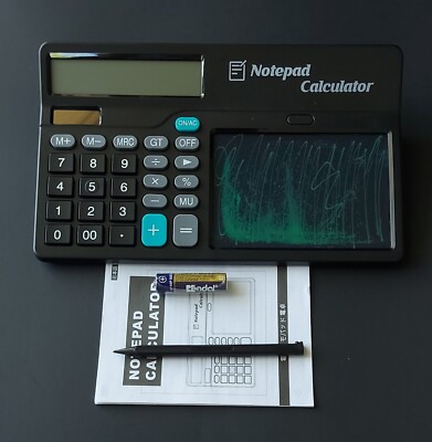 Calculator with Notepad 12 Digits Large Display, Touch Comfortable Black
