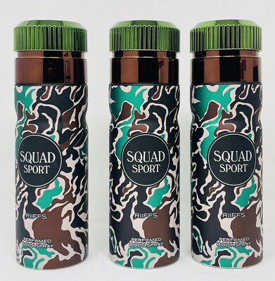 RIFFS SQUAD SPORT Perfumed Body spray  { 3 BOTTLES } 200 ml each