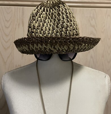 Zara  Classic Olive Sage Woven Straw Bucket Hat . Brand New.