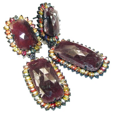 Bella Rosa authentic Ruby black rhodium over  .925  Sterling Silver handcrafted 