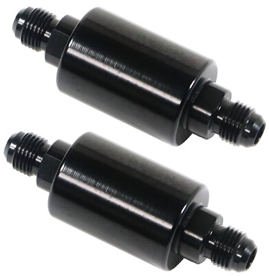 Universal -6AN Inline Fuel Filter High Flow 100 Micron Cleanable AN6 6AN Pair x2