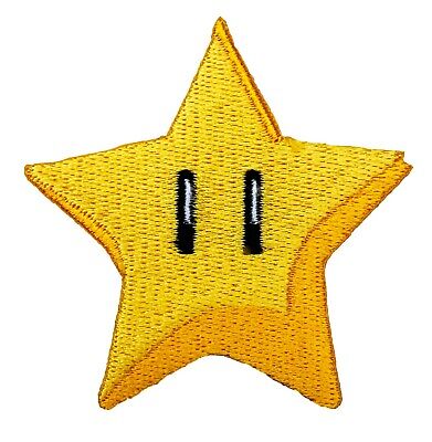 Gold Power Star Patch Embroidered Badge Applique Costume Super Mario World Kart
