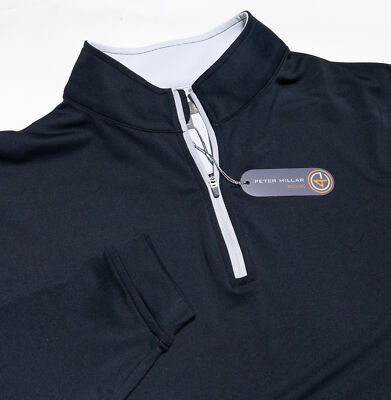 Peter Millar Perth 1/4 Zip Men's Large Golf Pullover Wicking Stretch Black