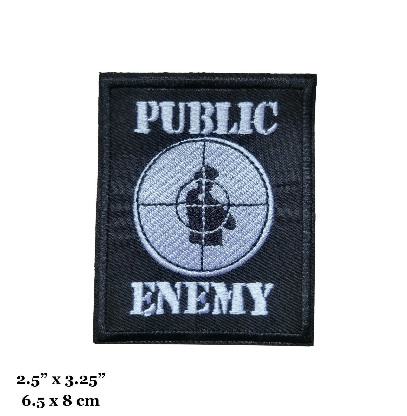 Public Enemy Shooting Target Logo Black Embroidered Iron On Public Enemy Shooting Target Logo Black Embroidered Iron On