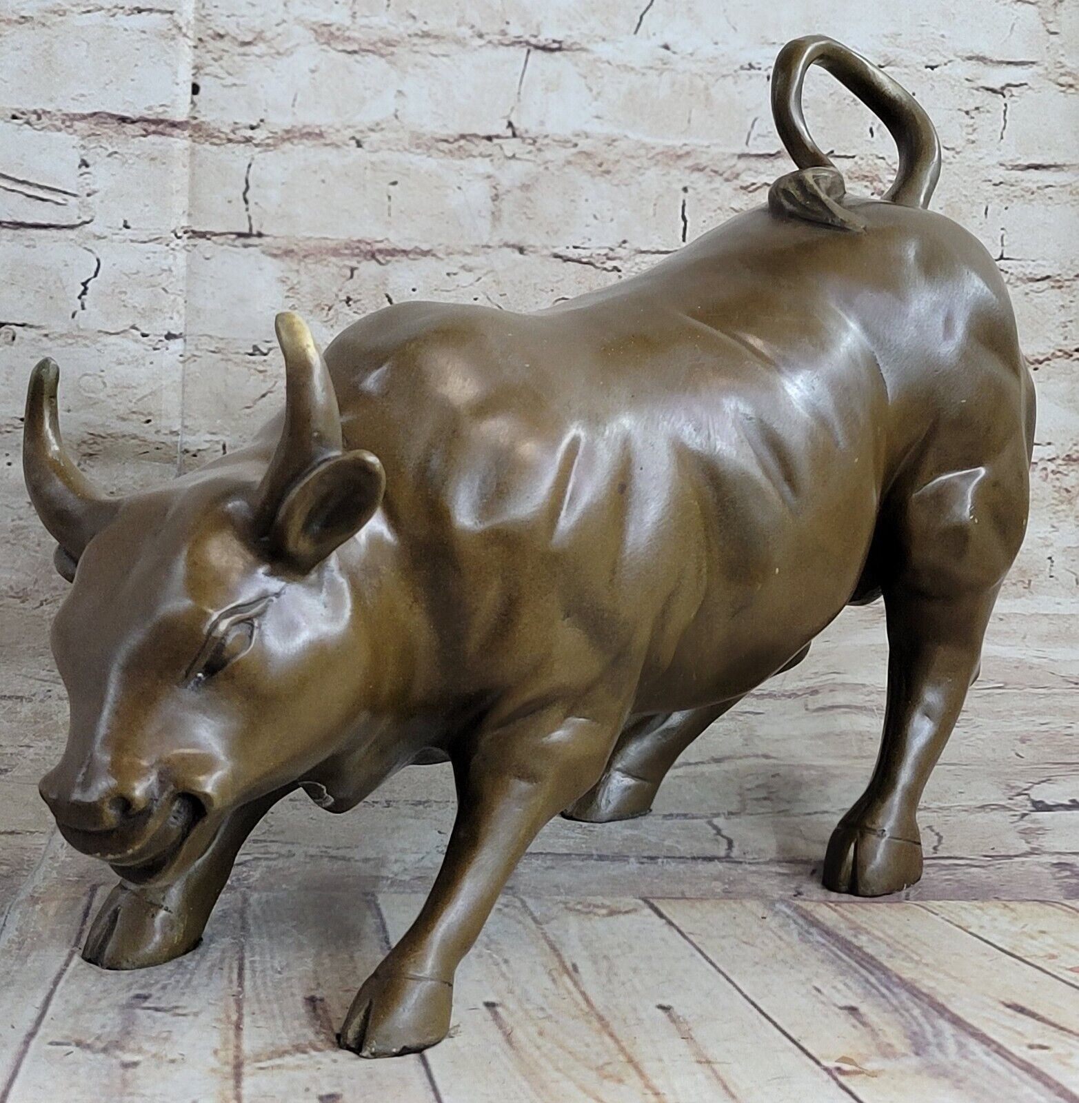 EXTRA LARGE STOCK EXCHANGE REAL BRONZE BULL OF WALL STREET STATUE FIGURE SALE