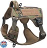 DNALLRINO Tactical Dog Harness for Medium Large Dogs, Heavy Duty Dog Harness with ID Card, Reflective Hiking Harness for Training Easy Control Dog Vest with Handle Woodland Camo