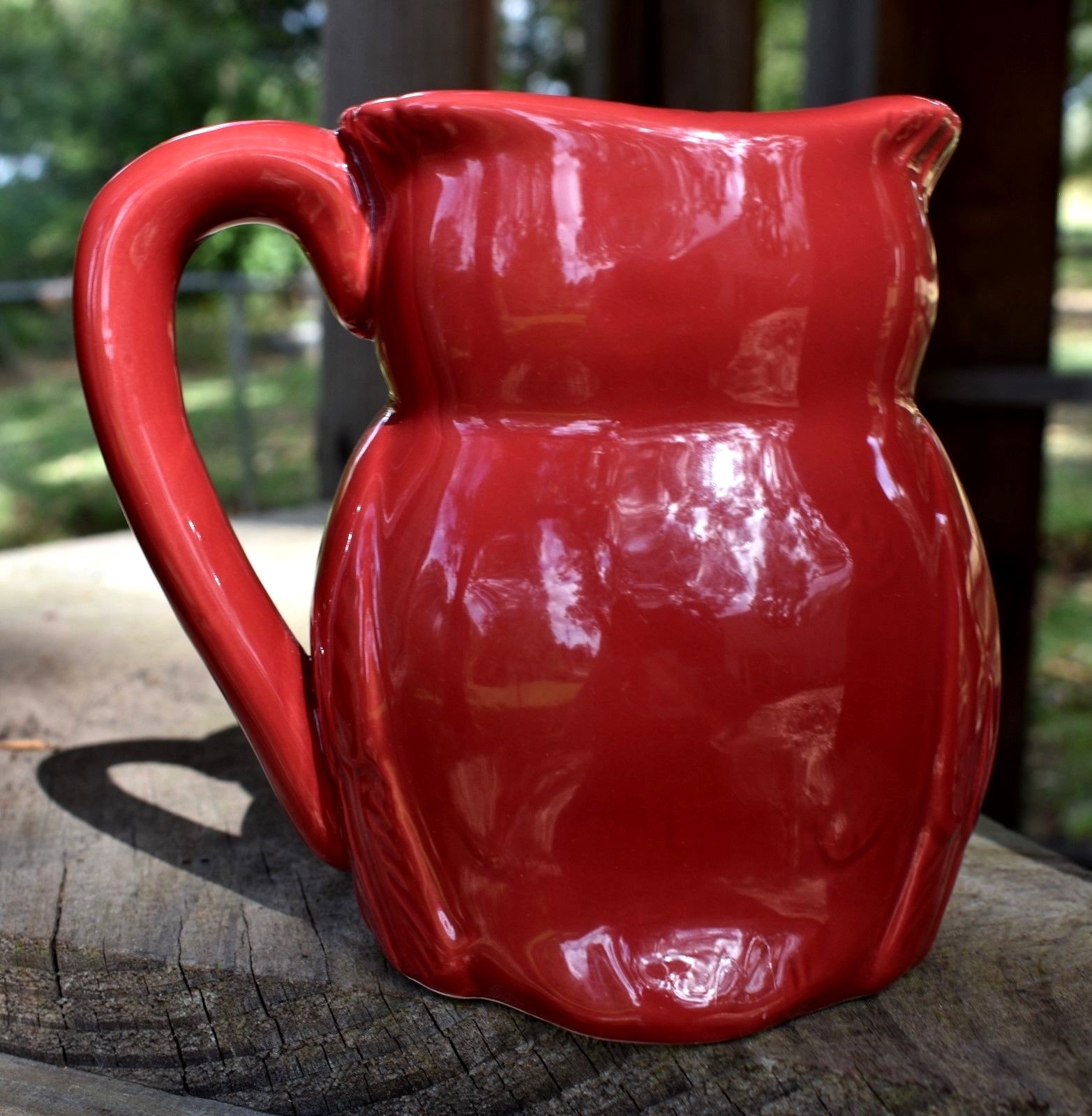 OWL shaped Pitcher brick Red color 5 1/4 inches tall