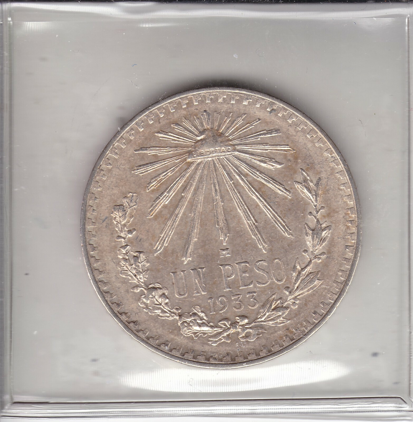 Raw 1933 Mo Mexico  Un (1) Peso Mexican Mint Silver Coin Choice Original