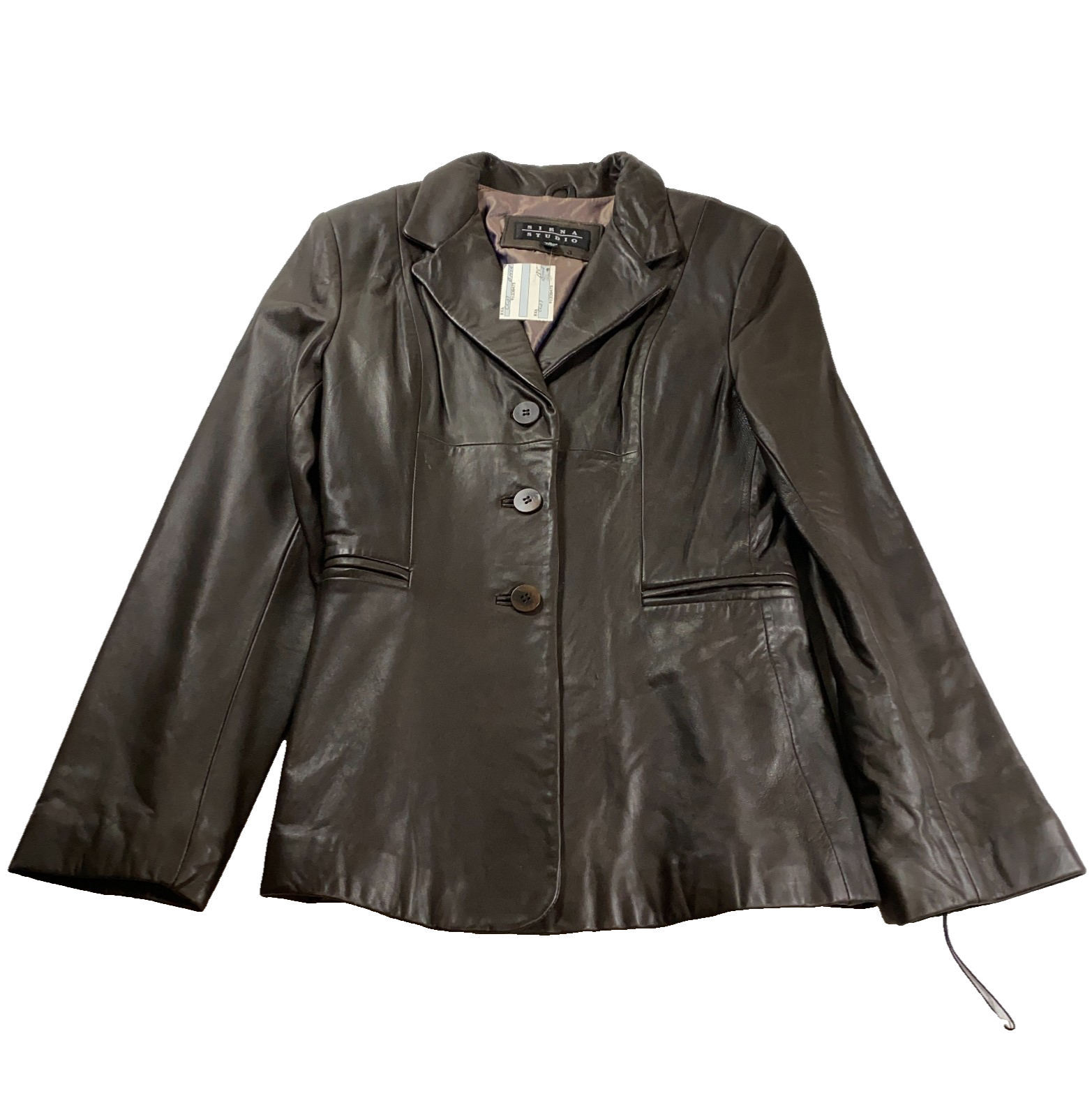 Siena Studio Womens Leather Jacket Sz S Dark Brown Button