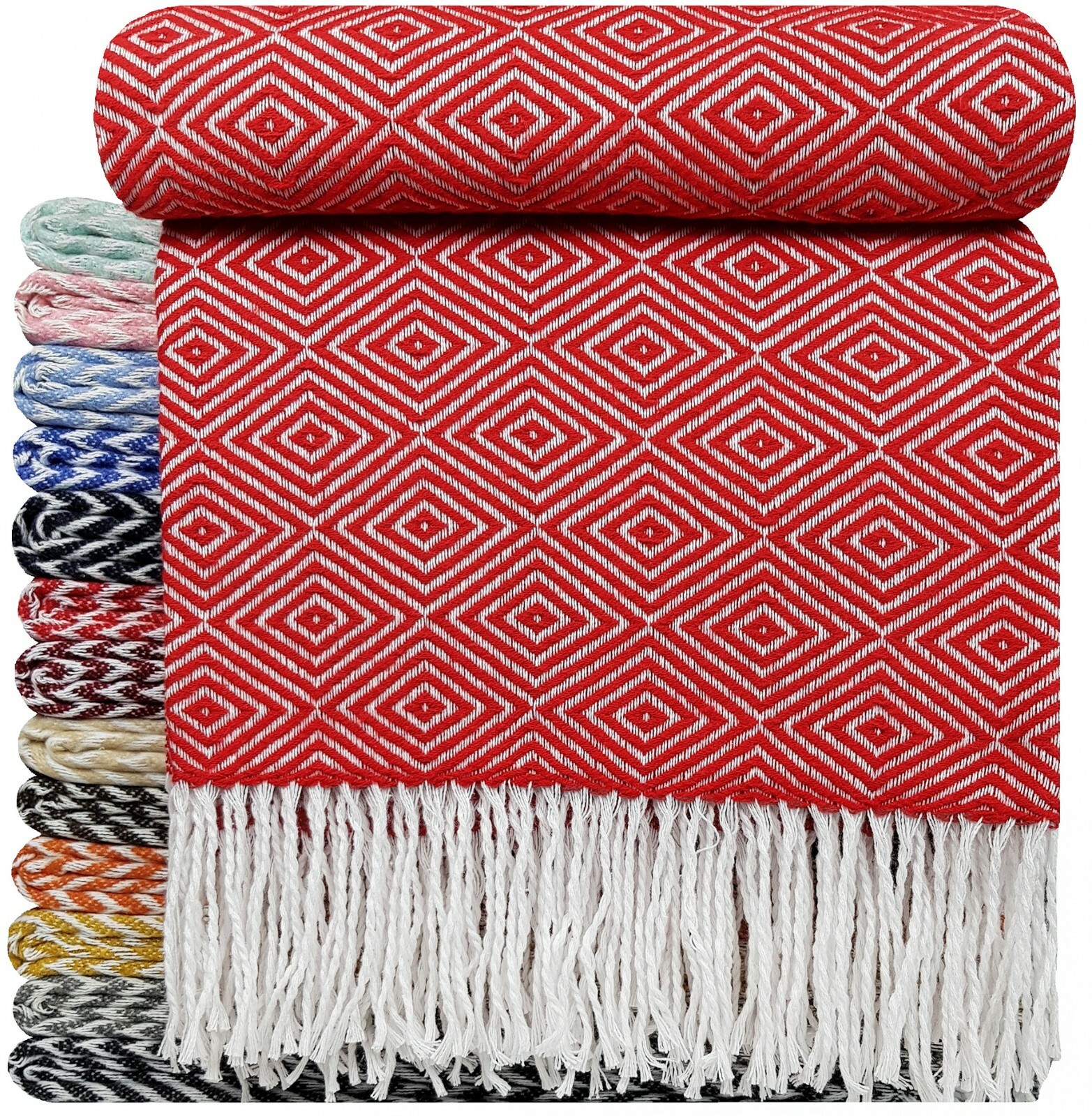 SALE! Baumwolldecke Wohndecke Kuscheldecke 140 x 200 cm 100% Baumwolle Farben V