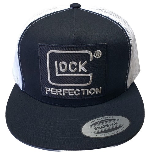 GLOCK Embroidered Patch Trucker Hat/YP Classics 6006 Flatbill Black/White 