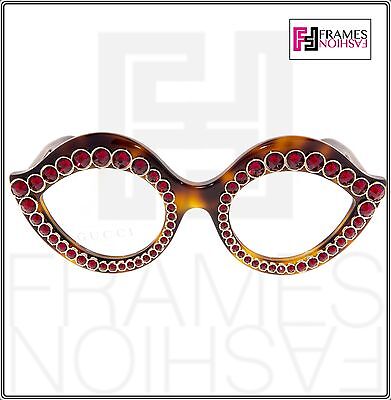 Pre-owned Gucci 0045 Crystal Lips Red Stud 3867 Tortoise Sunglasses Glasses Gg3867s In Clear