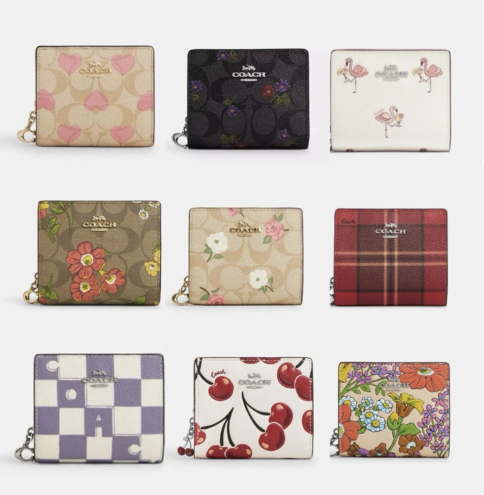 NWT Coach Snap Wallet In Signature Leather with heart/floral