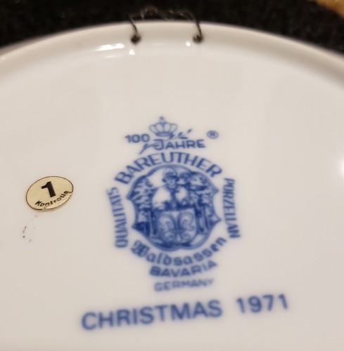 Bareuther Waldsassen Bavaria Germany Collectors Plate Christmas 1971