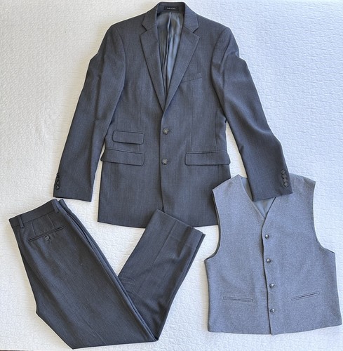 Calvin Klein 3 Piece Suit Pants Men&rsquo;s 38 L  32x32 Gray Wool Extreme Slim Fit