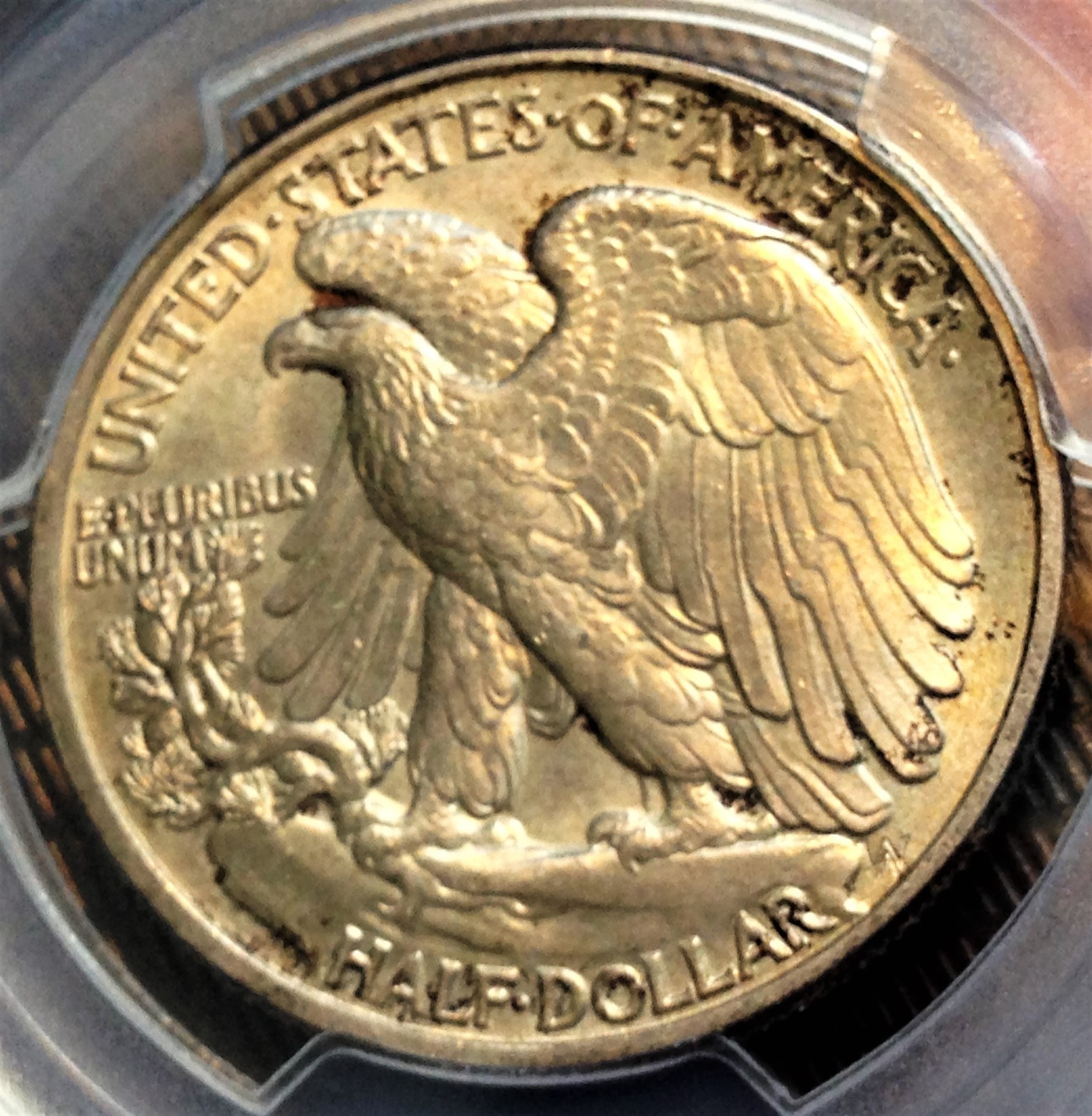 1942 Walking Lib. 50c PCGS MS65 Lightly Toned Gem Scratch-Free Holder CHN!