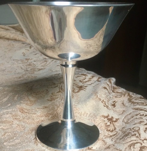 Vintage Salem Silver Plate Coupe Champagne Stemware 8 Cup Set Wood Case Portugal