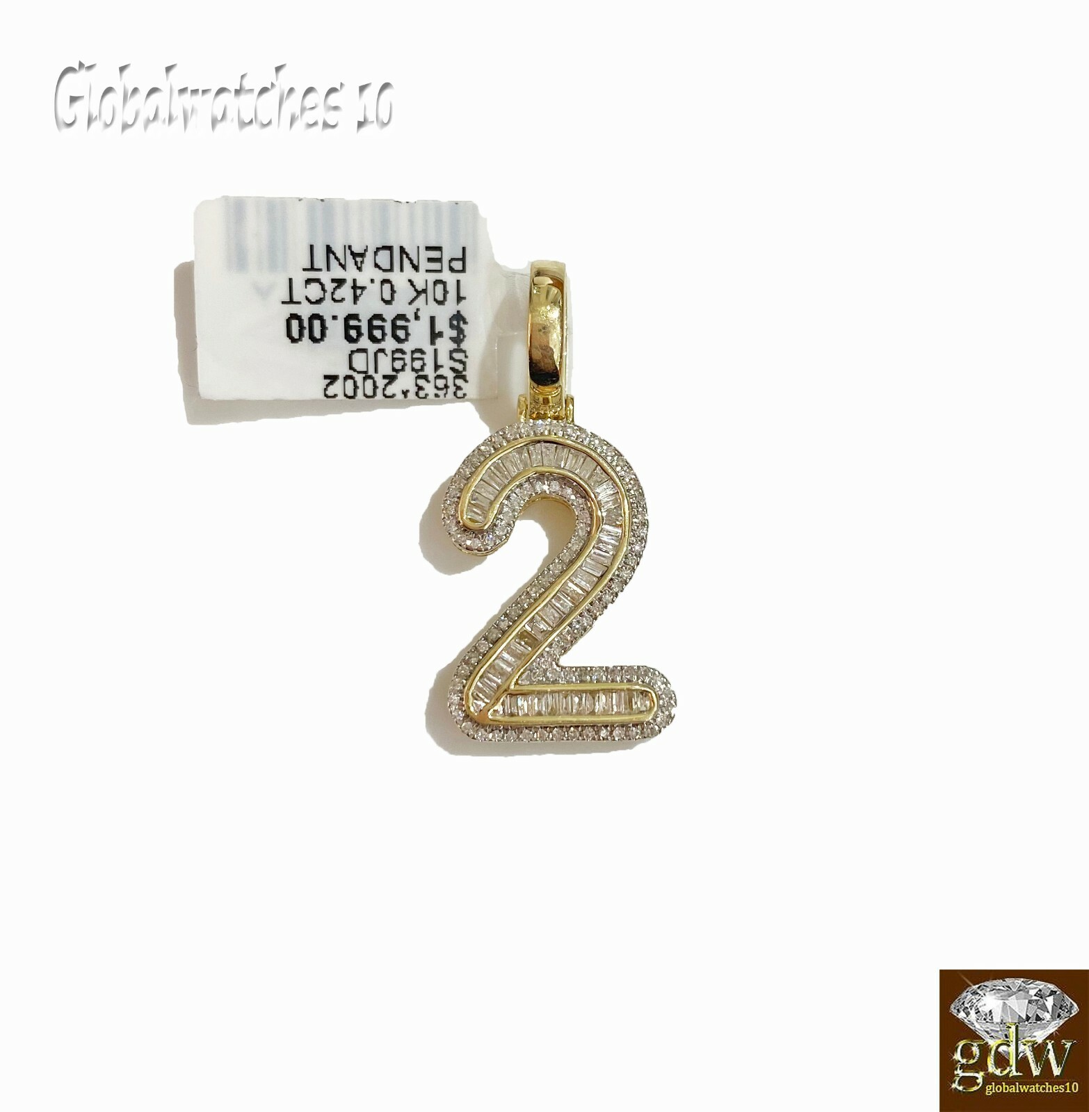 Pre-owned G&d 10k Gold Diamond Number Charm Pendant For Men Women Initial Number Letter Real