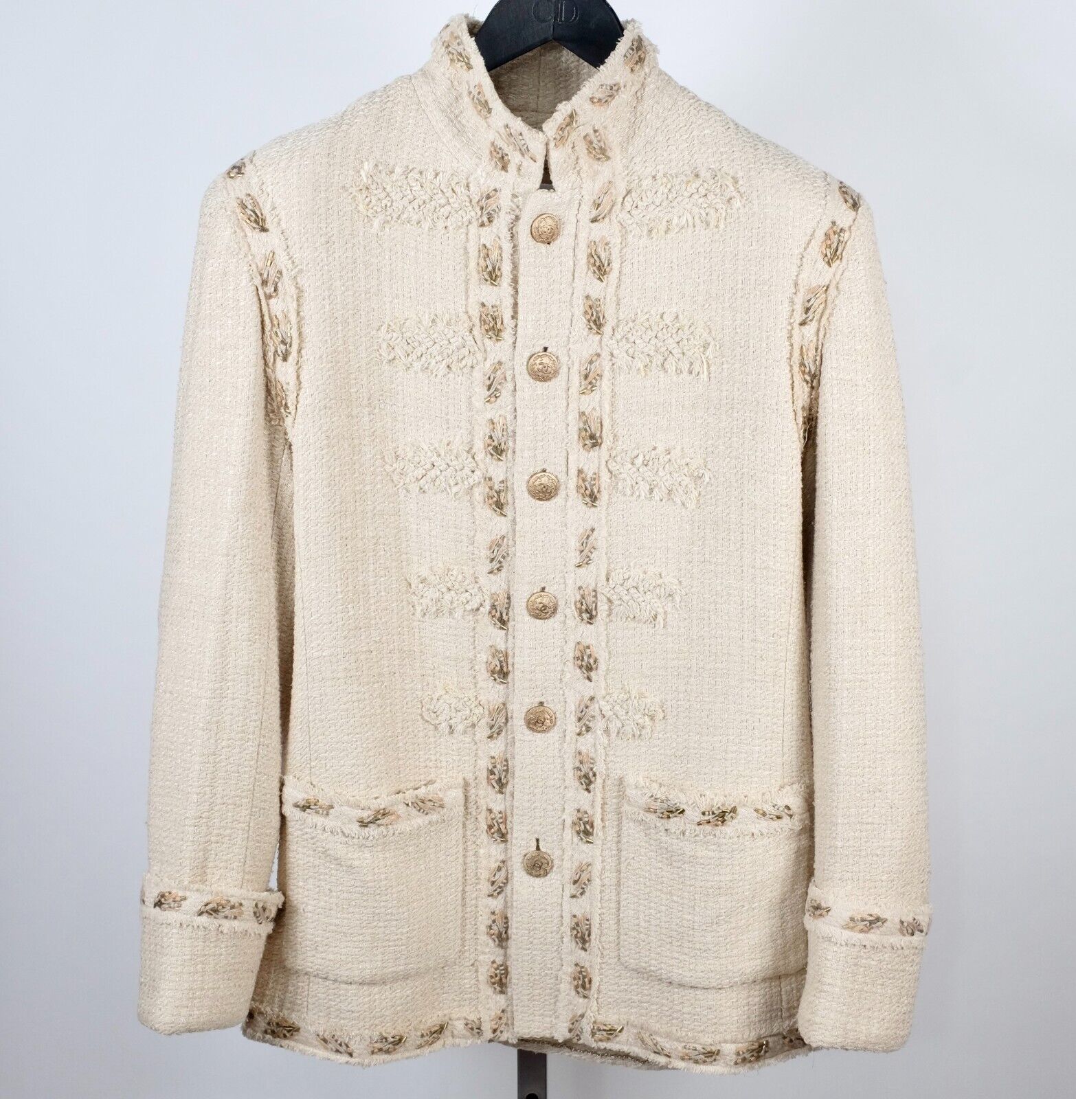 Chanel mens jacket 50 US 40 Sp 2010 silk tweed embellished Chanel mens jacket 50 US 40 Sp 2010 silk tweed embellished