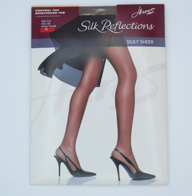 Hanes Silk Reflections Silky Sheer Pantyhose Sz AB Control Top 718 Barely There