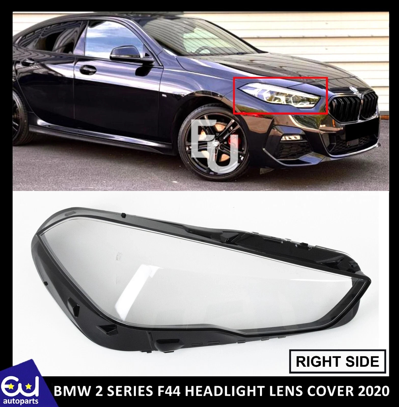 FOR BMW 2 SERIES F44 FRONT HEADLIGHT COVER LENS RIGHT DRIVER SIDE 2020 ONWARD