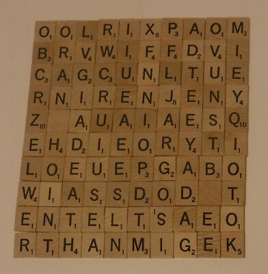 Scrabble lot of 100 Replacement Letter Tiles 
