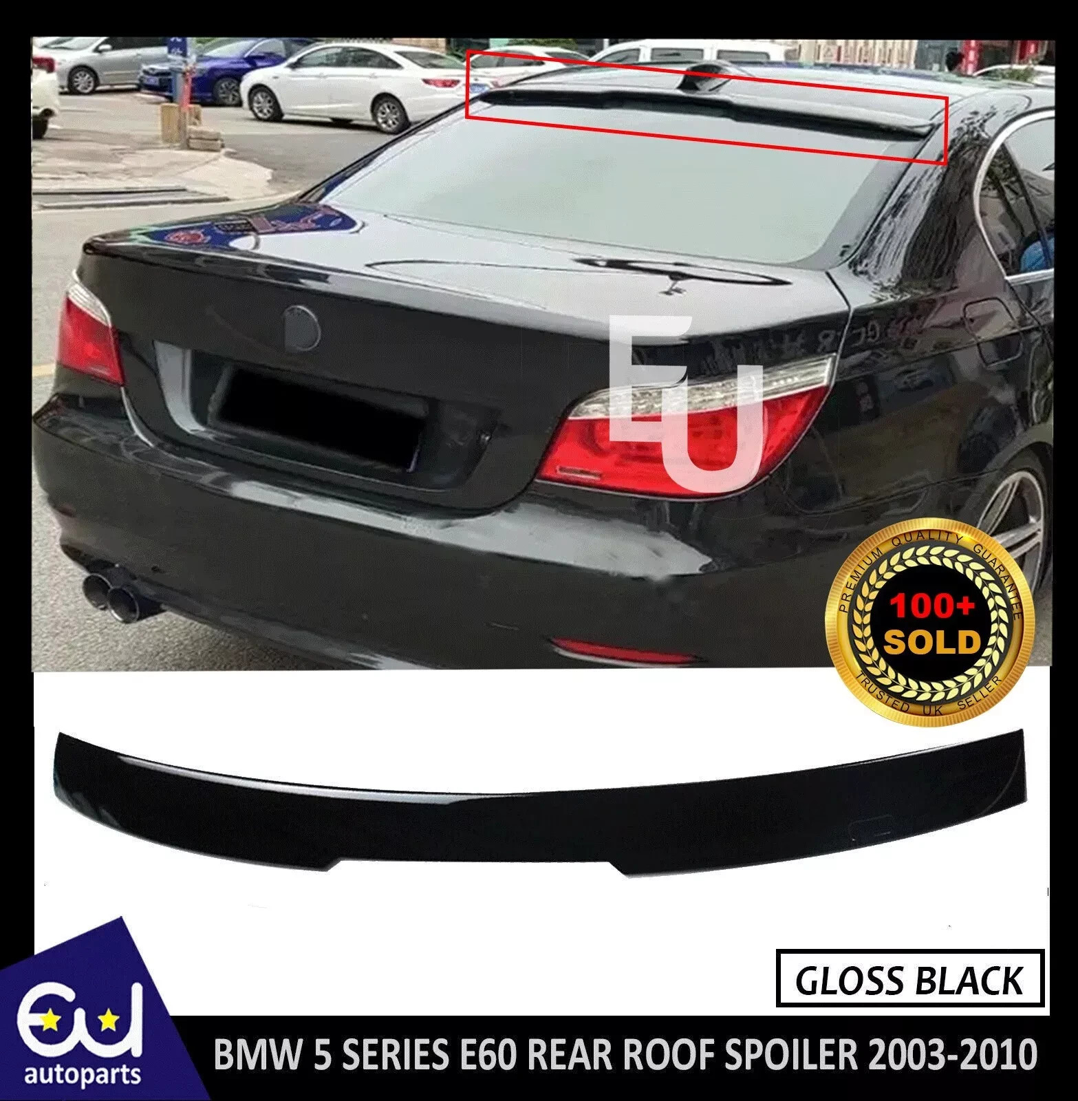 REAR ROOF WINDOW SPOILER WING LIP FOR BMW 5 SERIES E60 2003-2010 GLOSS BLACK