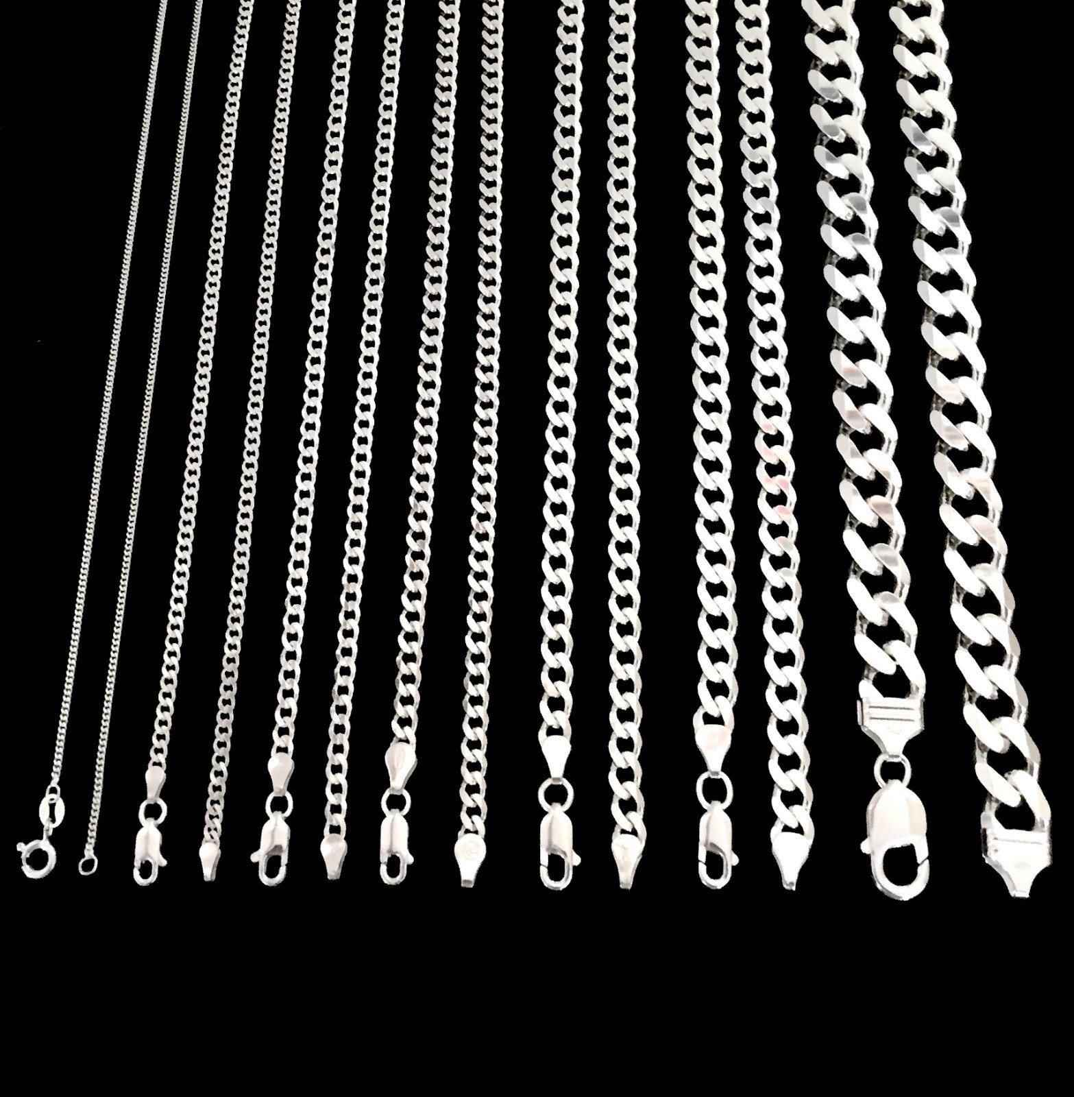 New Solid 925 Sterling Silvercuban Link Chain Cuban Necklace For Men'S/Women'S