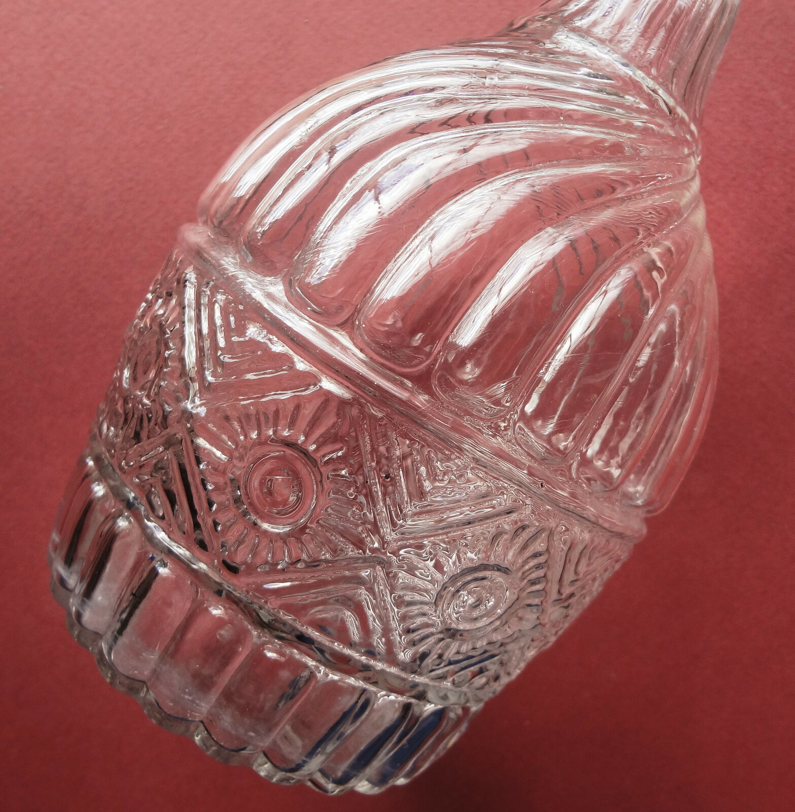 VR MT. VERNON GLASS c1820-40 SUNBURST in SQUARE #10-QT. BOTTLE - GIII-2 - TYPE 2