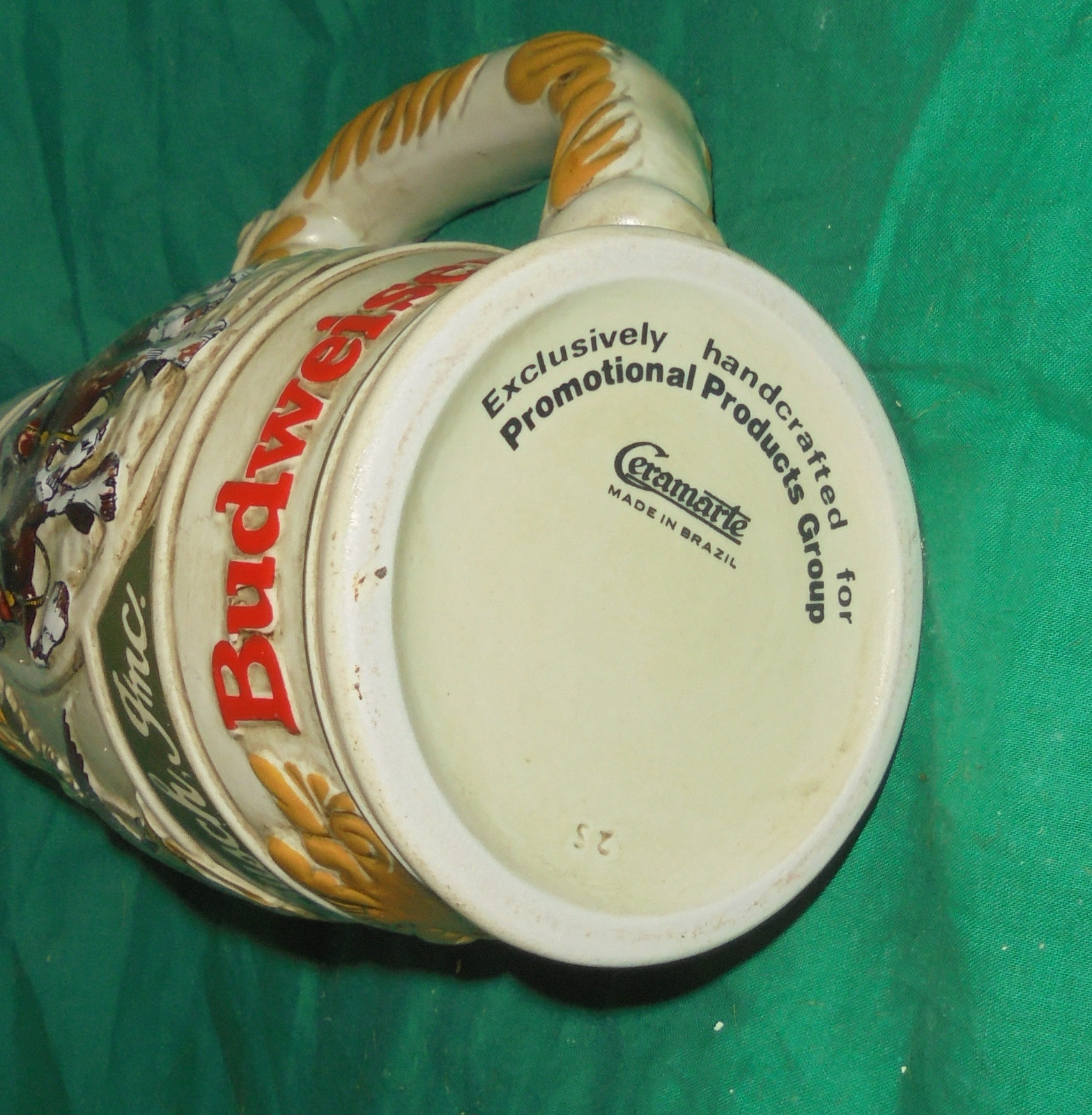 1983 Budweiser Snowy Woodland Clydesdales Holiday Beer Stein Ceramarte Brazil A4