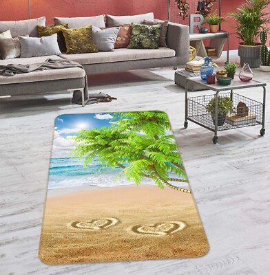 3D Beach Coconut Tree NBC2411 Game Rug Mat Elegant Photo Carpet Mat Fay 2023