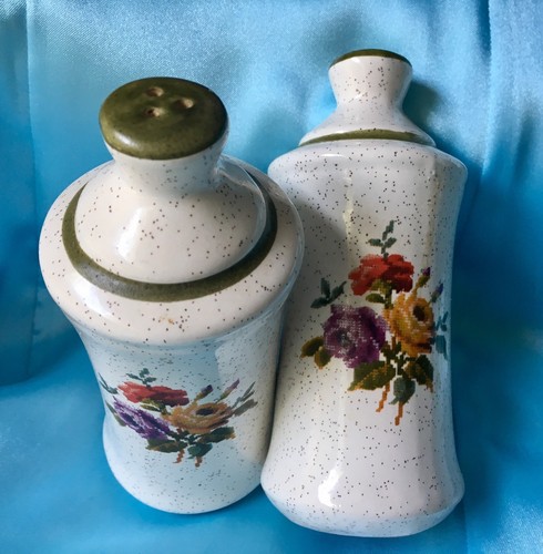 Large Stoneware Floral Sal & Pepper Shakers