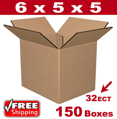 150 - 6x5x5 Cardboard Boxes Mailing Packing Shipping Box 32ECT Corrugated Carton