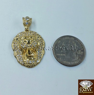 Pre-owned Globalwatches10 Real Men 10k Gold Lion Head Charm Pendant With 28" Inch Miami Cuban Link Chain In Yellow