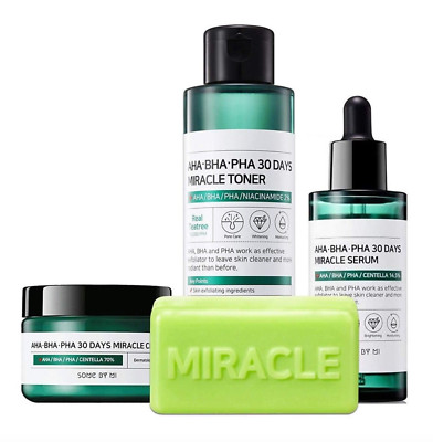 Somebymi AHA BHA PHA Miracle Series 4 Pcs Toner + Serum + Cream + Soap US Seller