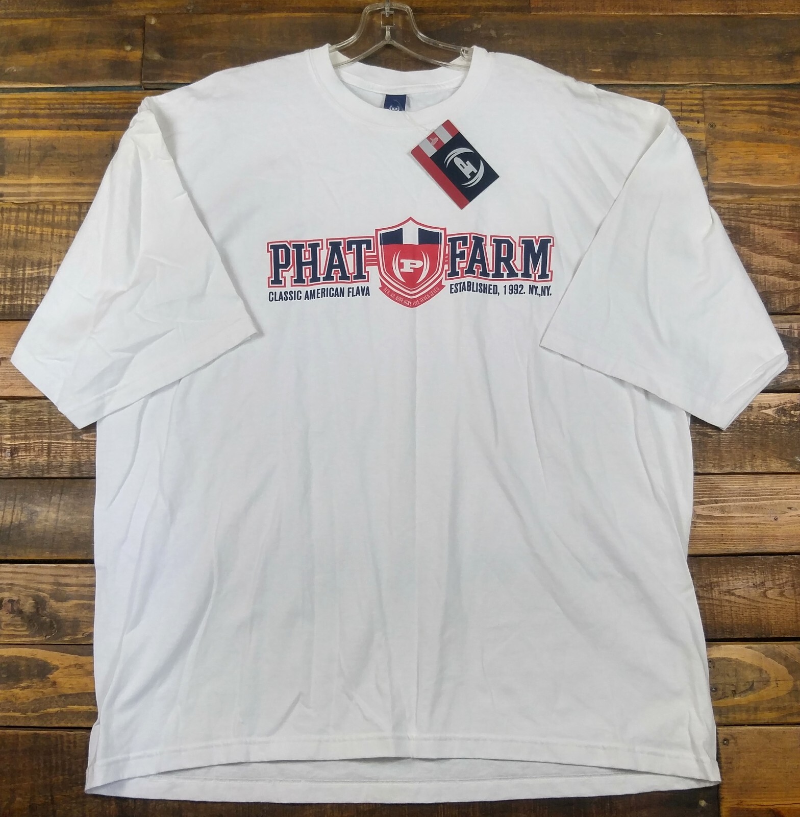 New Vintage 90s PHAT FARM Graphic Short Sleeve White T-Shirt