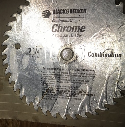 Black & Decker 7-1/4 in. Combination Contractors Chrome Plated Saw Blade New