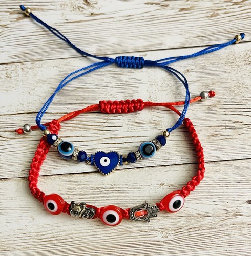 2 Amulet Full Protection Red Bracelet Evil Eye Hamsa Bracelet