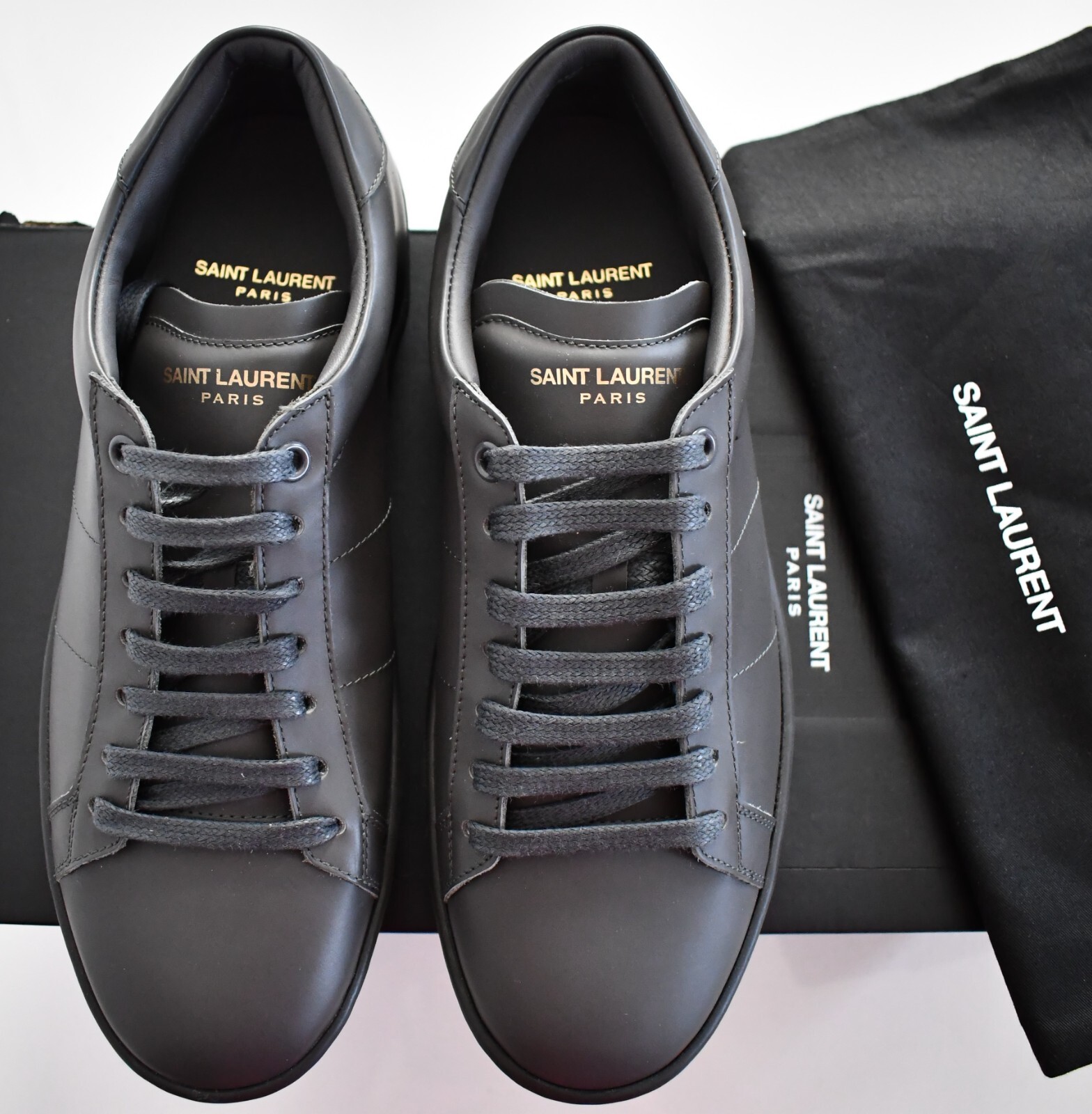 🆕️ SAINT LAURENT SL/01 Dark Gray LEATHER LOW-TOP Sneakers 🆕️ SAINT LAURENT SL/01 Dark Gray LEATHER LOW-TOP Sneakers