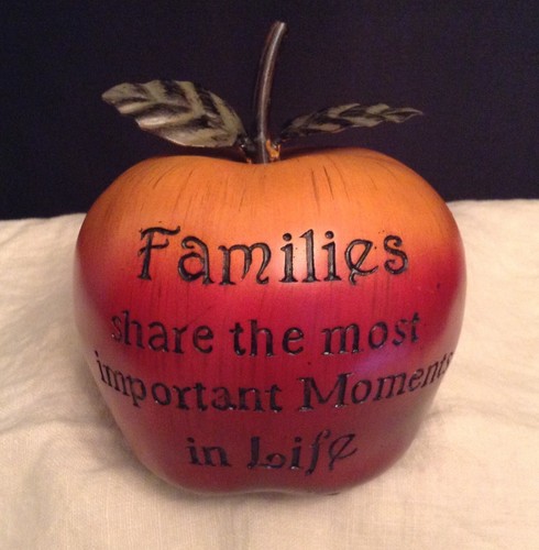 Large wood /resin apple sculpture with carved quote