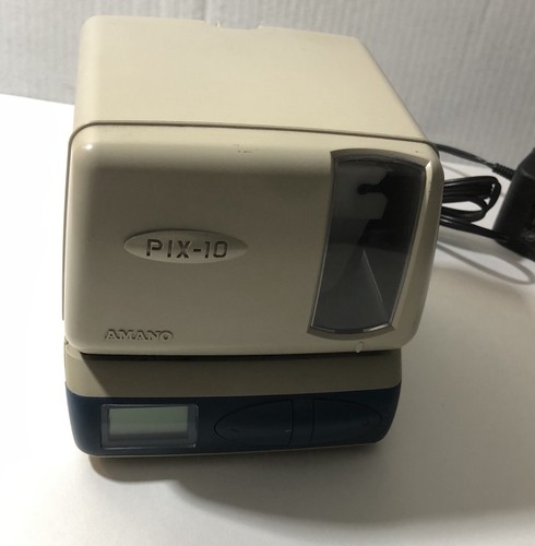 Amano Pix-10 Time Clock Recorder with Power Supply, Tested, No Key